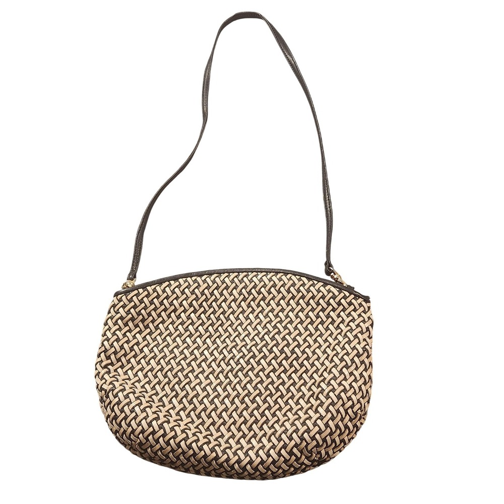Vintage Ganson San Francisco 90s Bag Womens Leather Woven‎ Suede Lining Purse